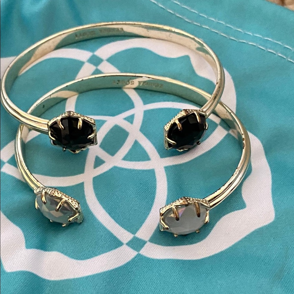 Kendra Scott 2 Bracelets Gold Cuff Iridescent